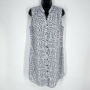 Cabi Camilla Shirt Dress Sz M Blue Animal Print Cheetah Sleeveless Lined 5233